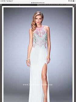 Gigi by la femme White Size 0 Prom Jersey Mermaid Dress on Queenly