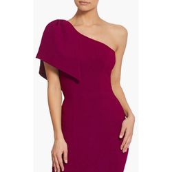 Style Georgina Dress the Population Red Size 8 Polyester Floor Length Black Tie One Shoulder Side slit Dress on Queenly