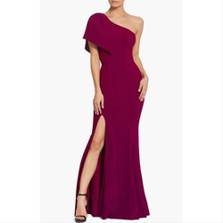 Style Georgina Dress the Population Red Size 8 Train Polyester Magenta Side slit Dress on Queenly