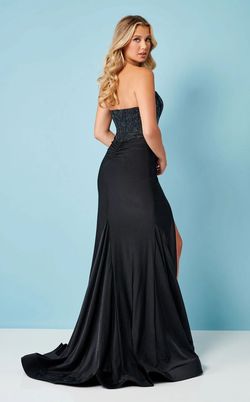 Style 70305 Rachel Allan Black Size 12 Prom Jersey Straight Dress on Queenly