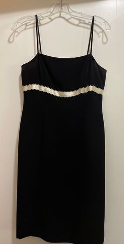 Ann Taylor Petites Black Size 6 Spaghetti Strap Flare Square Neck Jersey Cocktail Dress on Queenly