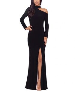 Xscape Black Size 6 Sleeves Polyester Side slit Dress on Queenly