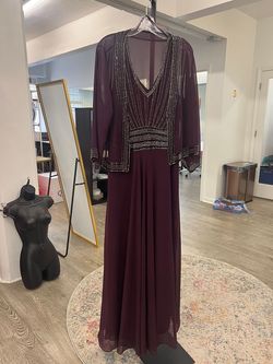 Style 20075 Jkara Purple Size 18 Sleeves Long Sleeve Straight Dress on Queenly