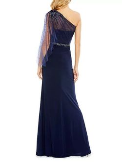 Mac Duggal Blue Size 12 Floor Length One Shoulder Polyester Plus Size A-line Dress on Queenly