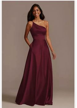 David's Bridal Red Size 20 One Shoulder Prom Plus Size Floor Length A-line Dress on Queenly