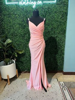 Style 10369 Dave and Johnny Pink Size 4 10369 Plunge A-line Dress on Queenly