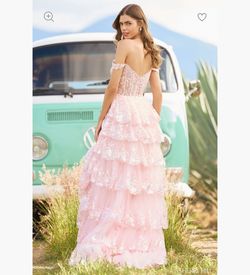 Style 55500 Sherri Hill Pink Size 10 Floor Length 55500 Train Dress on Queenly