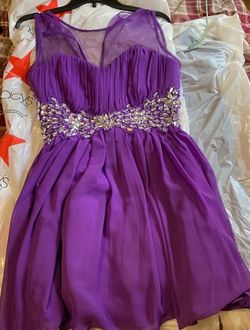Macy's Purple Size 12 Military Free Shipping Halter A-line Dress on Queenly