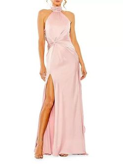 Mac Duggal Pink Size 12 Floor Length Backless Polyester Plus Size Side slit Dress on Queenly