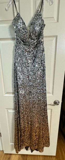 Ellie Wilde Black Size 12 Prom Free Shipping Plunge Jersey A-line Dress on Queenly