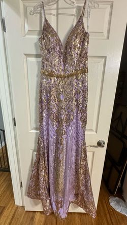 Style RA7177 Rachel Allan Purple Size 12 Medium Height Floor Length Jersey A-line Dress on Queenly