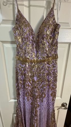 Style RA7177 Rachel Allan Purple Size 12 Jersey Plunge Free Shipping A-line Dress on Queenly
