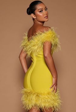 Style Acelia Bandage Mini Dress Fashion Nova Yellow Size 12 Cocktail Dress on Queenly