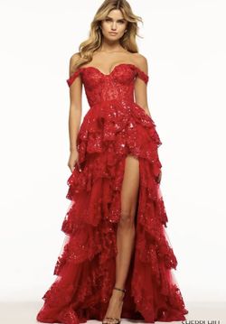 Style 55500 Sherri Hill Red Size 4 Pageant Floor Length A-line Dress on Queenly