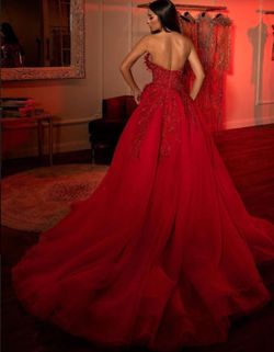 Style AD2231 Albina Dyla Red Size 10 Jersey Floor Length Ad2231 Ball gown on Queenly