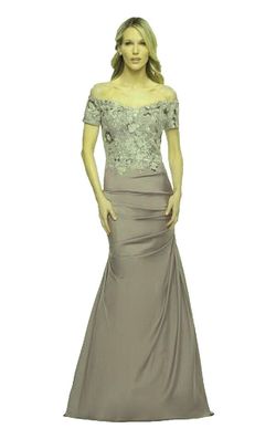 La Femme Silver Size 8 Satin Floor Length Ball gown on Queenly