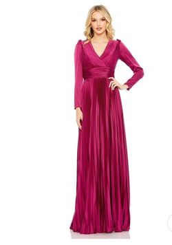 Mac Duggal Purple Size 6 Polyester Satin Sleeves Floor Length A-line Dress on Queenly