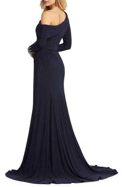 Mac Duggal Blue Size 8 Jersey Long Sleeve Side slit Dress on Queenly