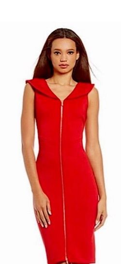 Calvin Klein Red Size 6 Sleeves Semi Formal Jersey Cocktail Dress on Queenly