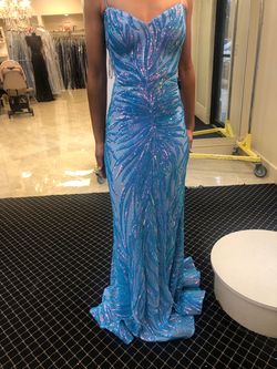 Style 08481 Jovani Blue Size 2 08481 Floor Length Mermaid Dress on Queenly