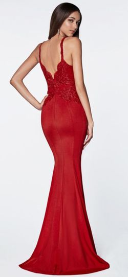 Velvi Red Size 0 Free Shipping Plunge Floor Length Pageant Side slit Dress on Queenly
