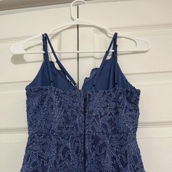 Macy's Blue Size 0 Floor Length Side slit Dress on Queenly