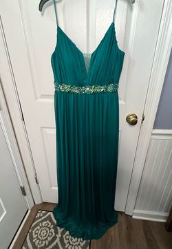 Teezeme Green Size 12 Teal Floor Length Straight Dress on Queenly
