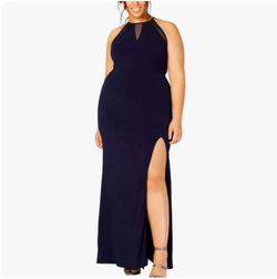 Shein Plus Size 24 Prom Blue Side Slit Dress on Queenly