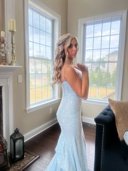 Portia and Scarlett Blue Size 4 Square Neck Prom Floor Length Mermaid Dress on Queenly