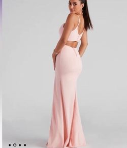 Windsor Pink Size 12 Plus Size Plunge Side slit Dress on Queenly
