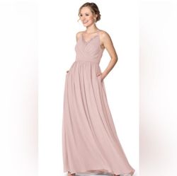 Azazie Pink Size 28 50 Off Plus Size Floor Length A-line Dress on Queenly