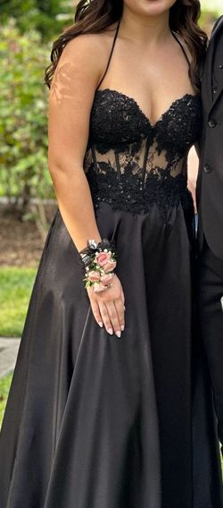 Style 55475002510 Sherri Hill Black Size 10 Prom 55475002510 Strapless Train Dress on Queenly