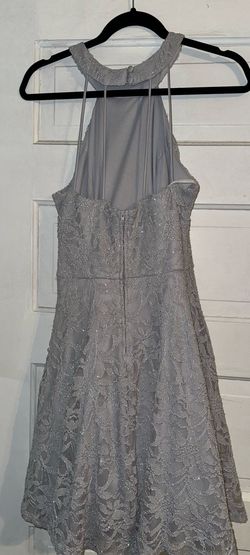 B. Darlin Silver Size 12 Flare High Neck Cocktail Dress on Queenly