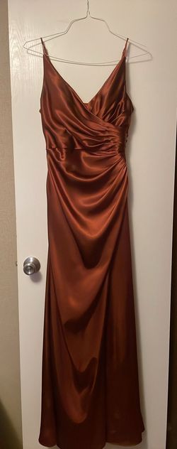 David's Bridal Orange Size 8 Jersey Medium Height Satin Floor Length Straight Dress on Queenly