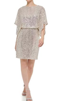 Jessica Howard Silver Size 6 Jersey Appearance Wedding Guest Cocktail Dress on Queenly
