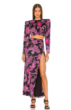 Dundas & Revolve Multicolor Size 4 Wedding Guest Tall Height Floral Side slit Dress on Queenly
