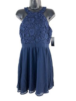 Lulus Size Large Blue Size 10 Flare Navy Floor Length A-line Dress on Queenly