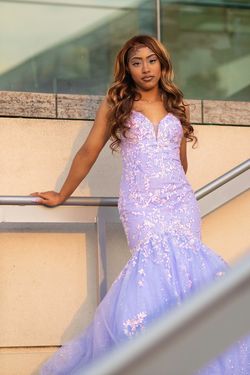 Style n/a n/a Purple Size 2 Metallic Sweetheart Floor Length Mermaid Dress on Queenly