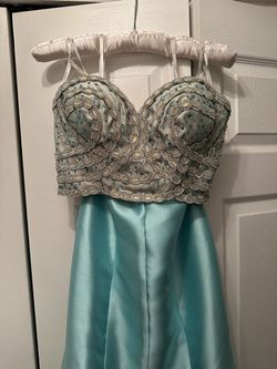Vienna Blue Size 6 Sweetheart Floor Length Pageant Mermaid Dress on Queenly