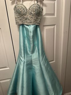 Vienna Blue Size 6 Sweetheart 50 Off Strapless Prom Floor Length Mermaid Dress on Queenly