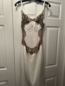 Faviana White Size 8 Prom Tall Height Jersey 50 Off Jewelled A-line Dress on Queenly