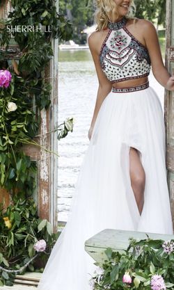Sherri Hill White Size 0 High Neck Military Straight Dress on Queenly