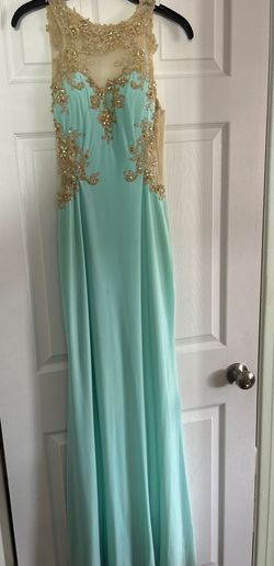 Style 1148 Colors Blue Size 4 Prom Floor Length High Neck A-line Dress on Queenly