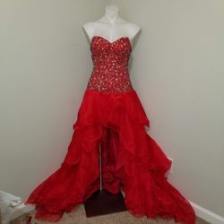 Panoply Red Size 4 Jewelled Pageant Floor Length Ball gown on Queenly