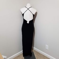 Style Vintage Cement Black Size 6 Backless Floor Length Straight Dress on Queenly