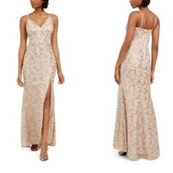 Vince Camuto Rose Gold Size 8 Floor Length Side slit Dress on Queenly