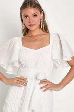 Lulus White Size 4 Corset Plunge Wedding Sleeves Engagement Cocktail Dress on Queenly