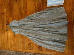 Tiffany Designs Silver Size 8 Floor Length Halter Jersey Ball gown on Queenly