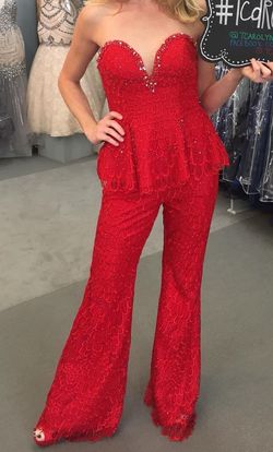 Tony Bowls Red Size 6 Fun Fashion Floor Length Jumpsuit Dress on Queenly