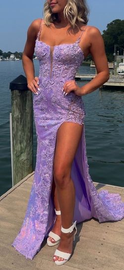 Style 55059 Sherri Hill Purple Size 0 Prom Floor Length Mermaid Dress on Queenly
